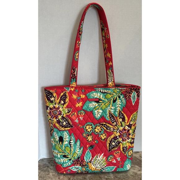 Vera Bradley Tote Bag, Rumba Summer 2017, Red with Colorful Flowers - Picture 2 of 10